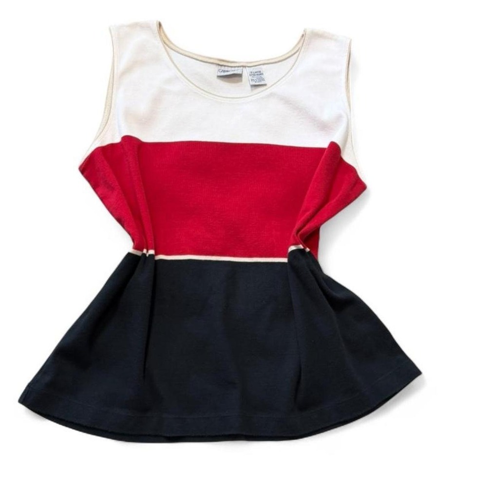 Vintage‎ 90s Cabin Creek Red, White & Black Colorblock Tank Top, Women's Size XL